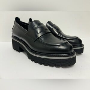 M.GEMI The Elsa Black Leather Heeled Loafer Clogs Women’s Size 5 1/2